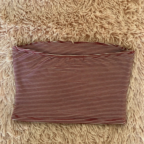 ⚡️Maroon and White Striped Tube Top⚡️ - Picture 3 of 3